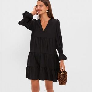 Pomander Place Black Tiered V-Neck Long Sleeve Dress